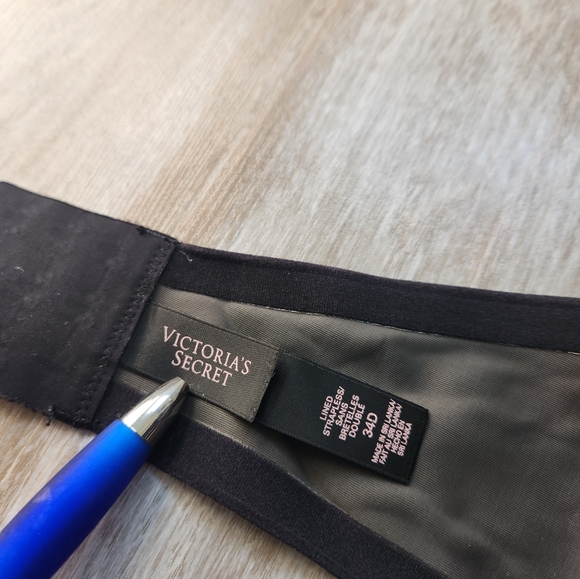 Victoria's Secret Lined Strapless Bra Black Lightweight Sz 34D - Picture 10 of 11